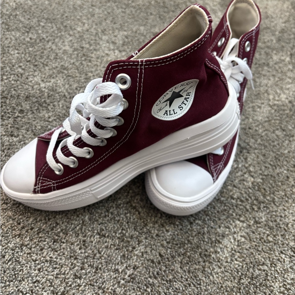 Converse Red and White High-Top Sneakers - Picture 9 of 10